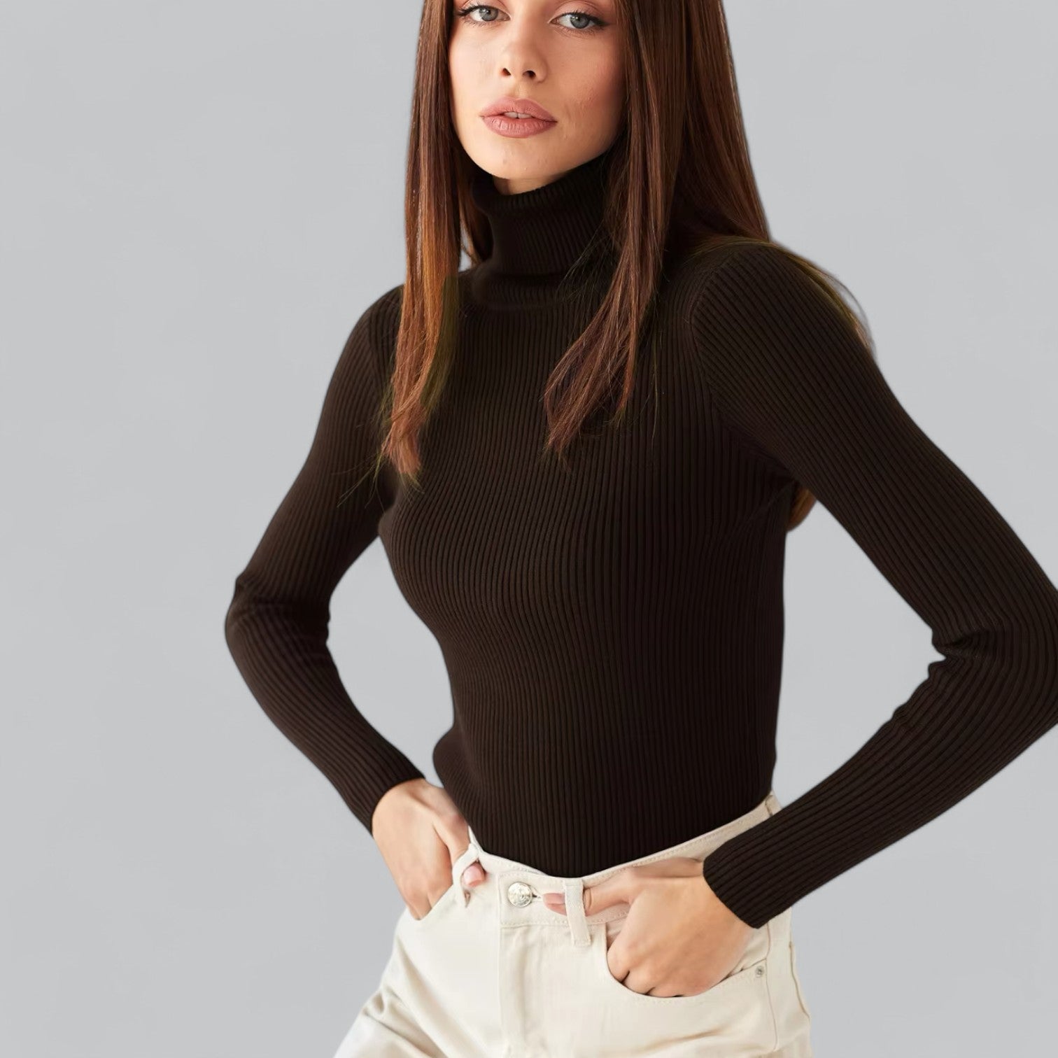 Valenti | Essential Stretchy Mock Turtleneck Pullover Soft Sweater