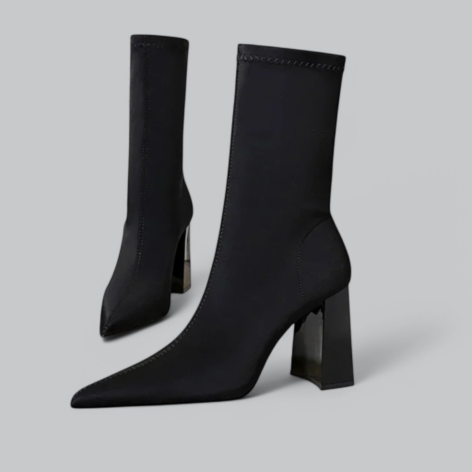 Valenti | High Heels Silk Ankle Boots - Stretch with Block Heel