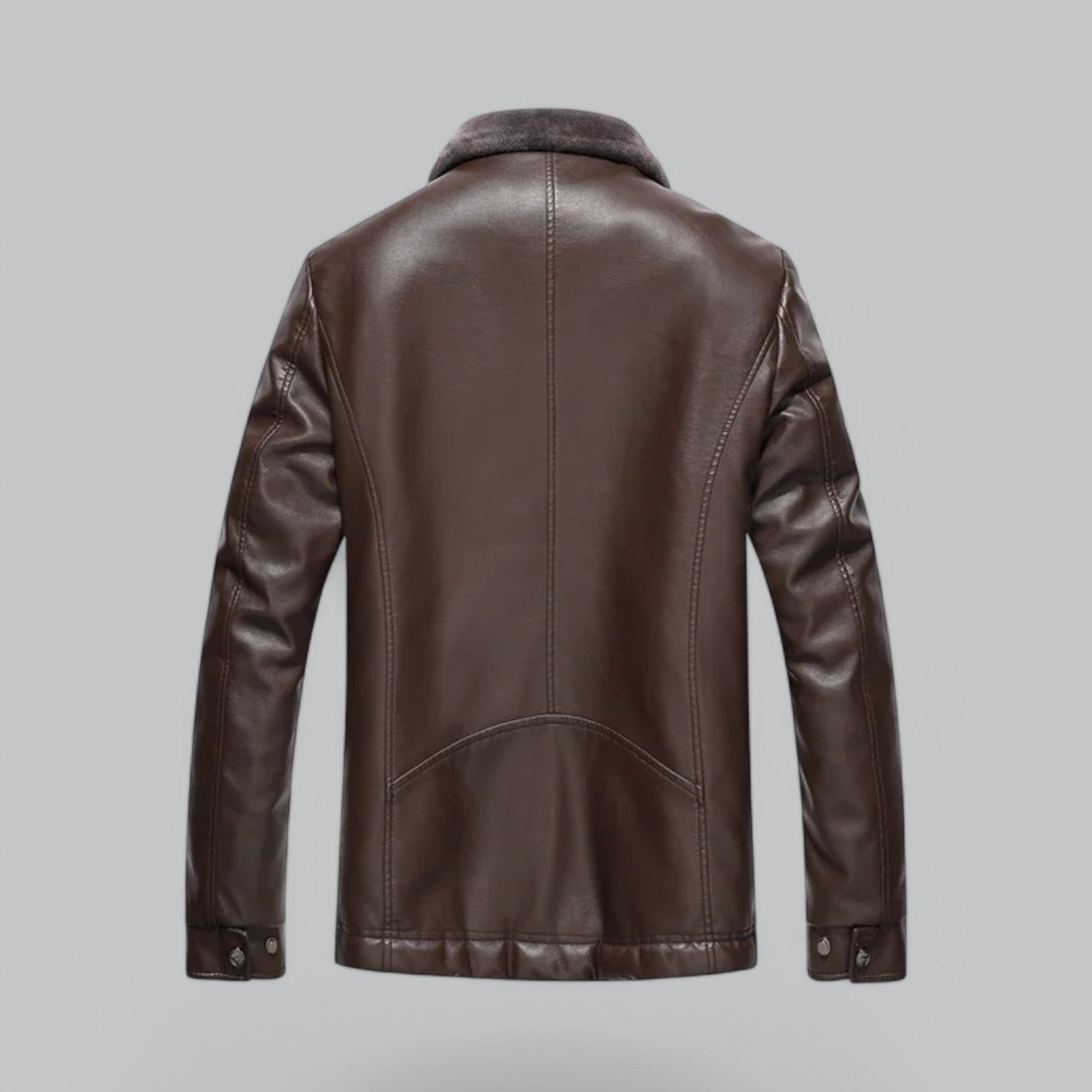 Valenti | Leather Biker Jacket - Fleece Coat with Fur Collar