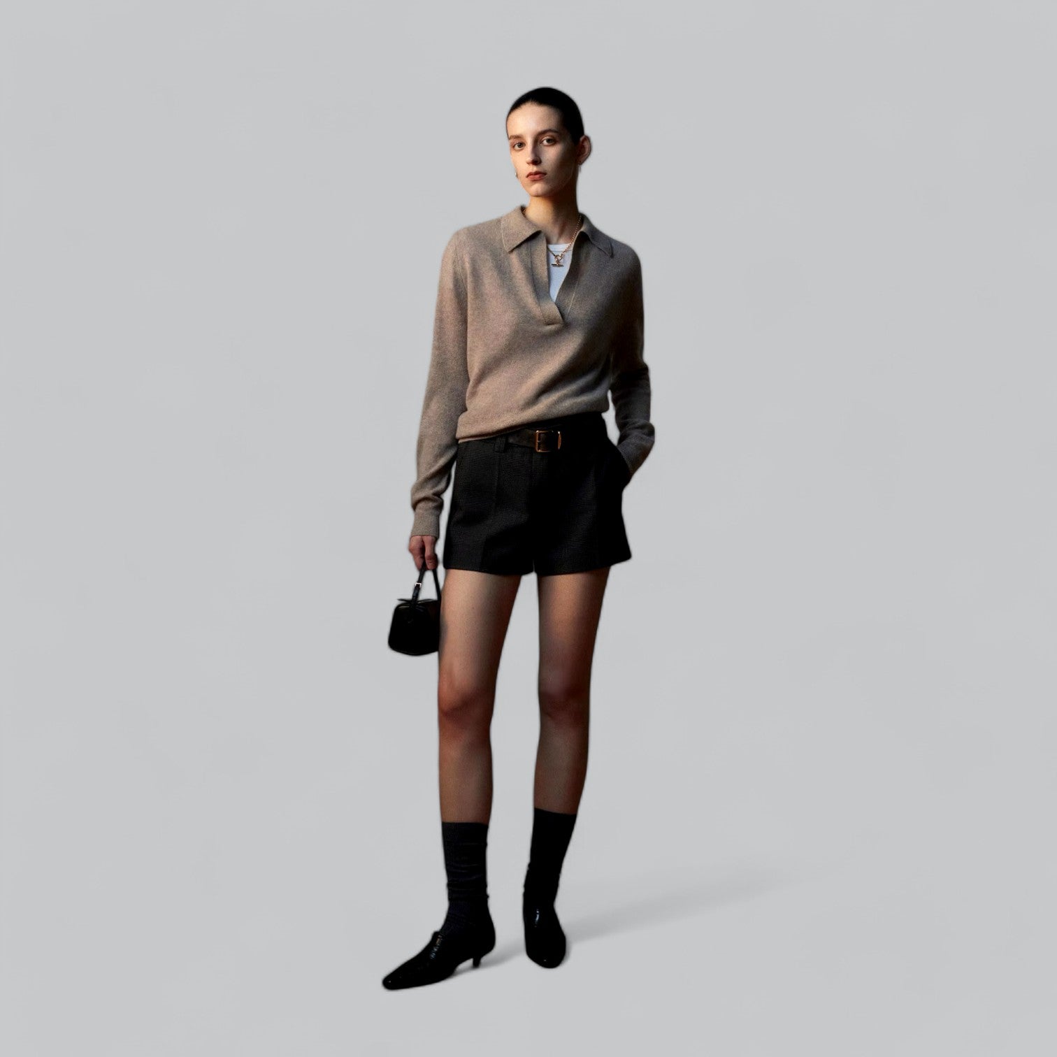 Valenti | Classy Cashmere Long Sleeve Polo V-Neck Sweater