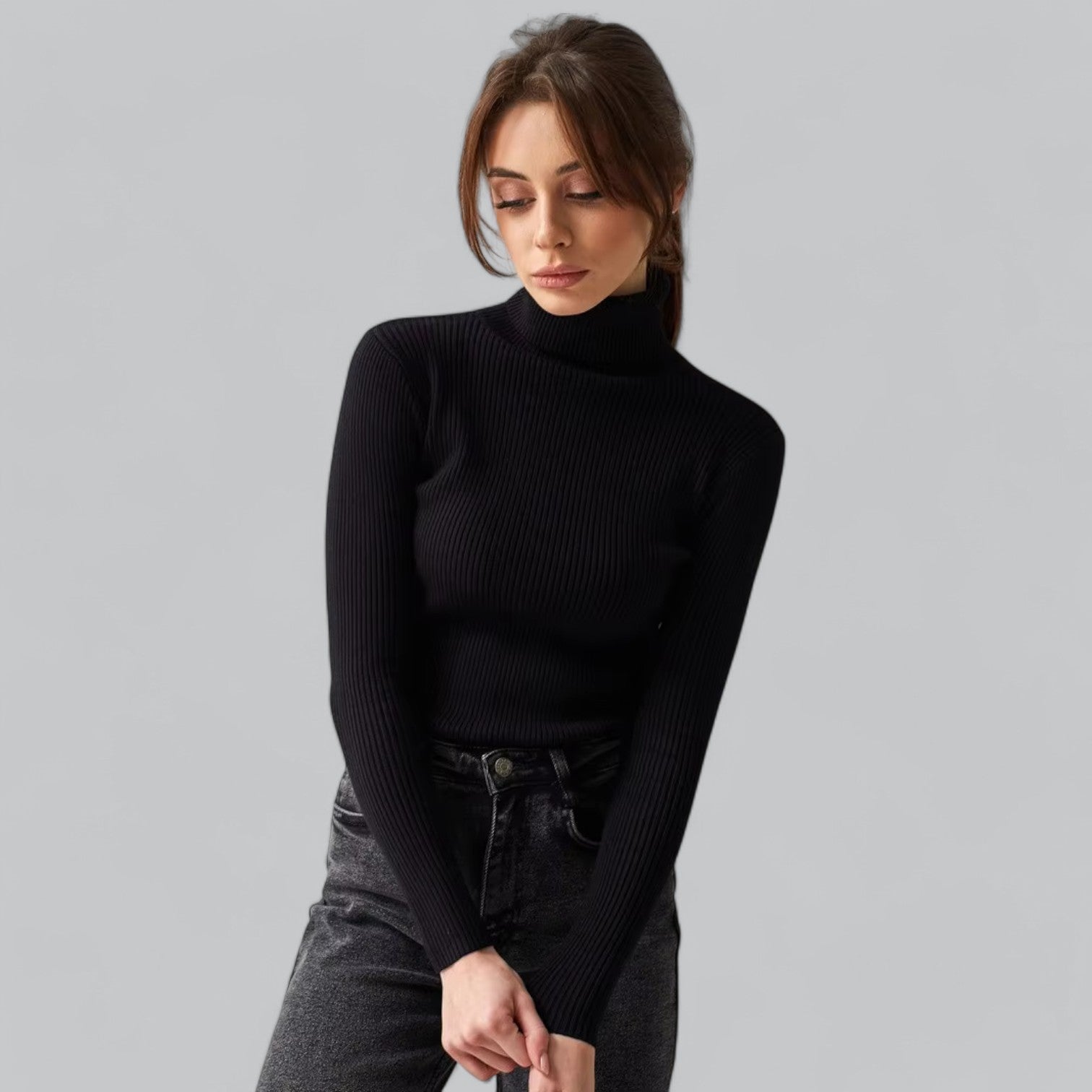Valenti | Essential Stretchy Mock Turtleneck Pullover Soft Sweater