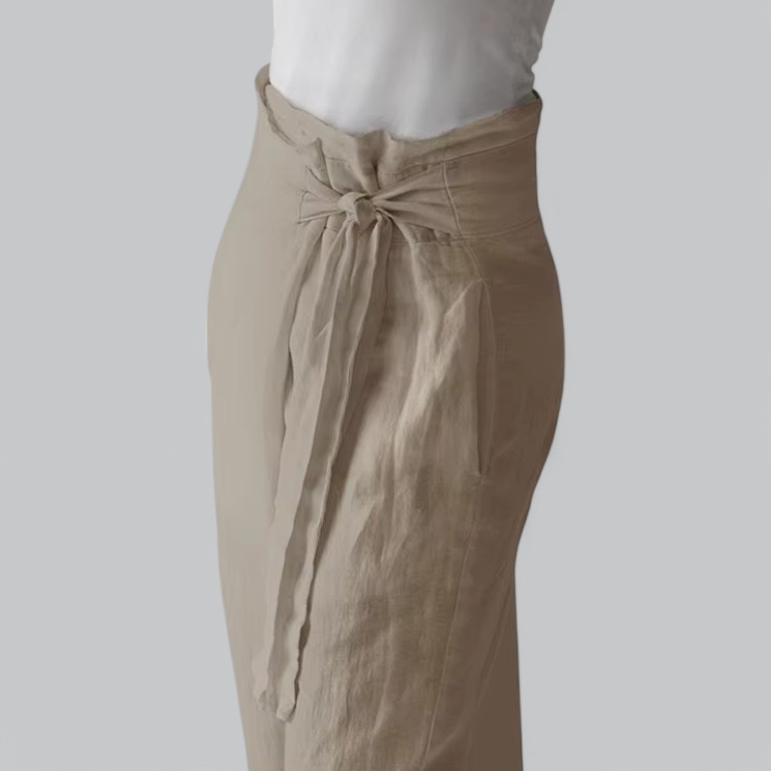 Valenti | Laced Pure Linen Trousers - Loose Fit