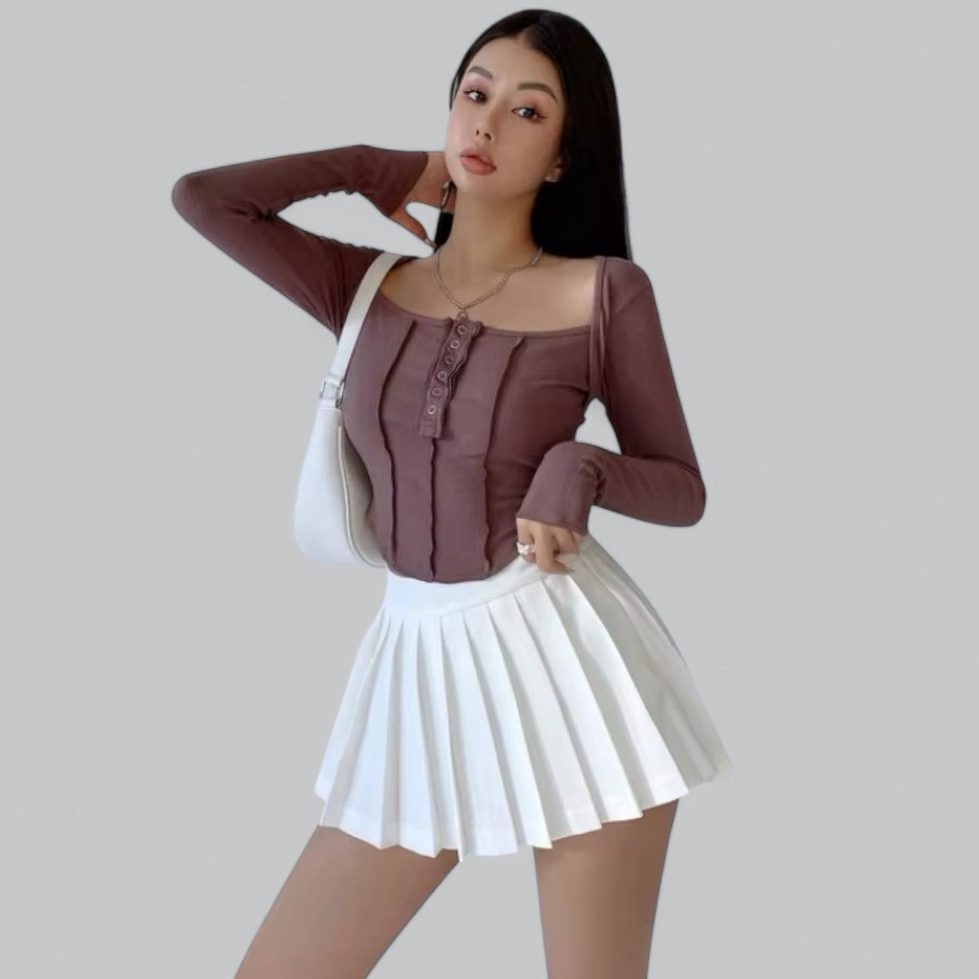 Valenti | Vintage Pleated High Waist Mini Skirt - Summer Skirt with Shorts
