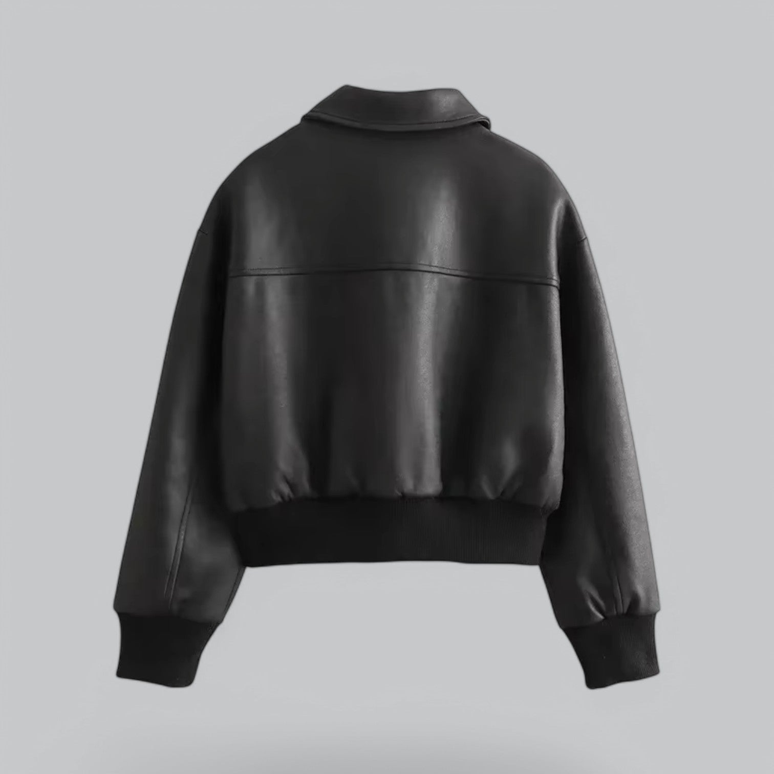 Valenti | Retro Vegan Faux Leather Bomber Jacket - Cropped
