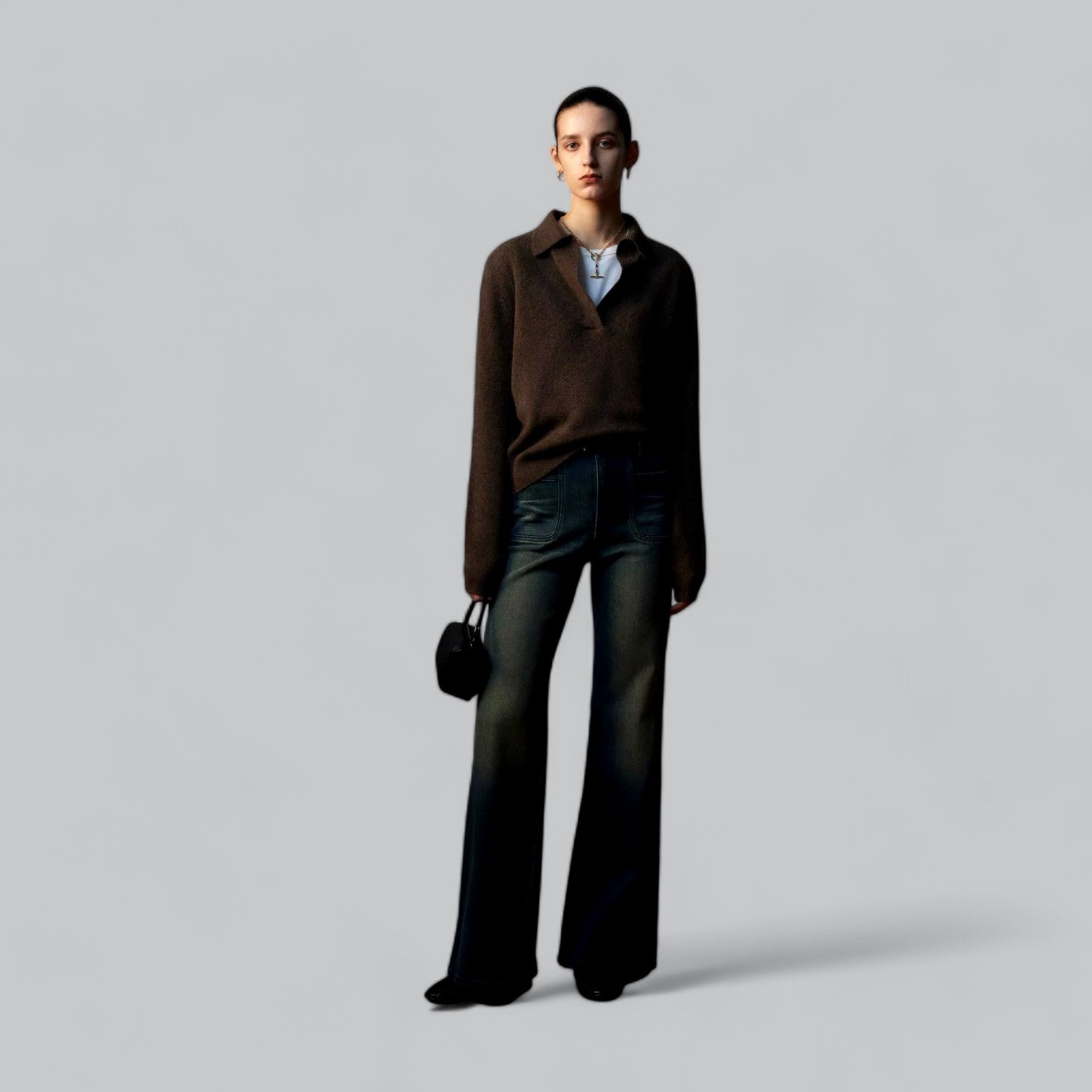 Valenti | Classy Cashmere Long Sleeve Polo V-Neck Sweater
