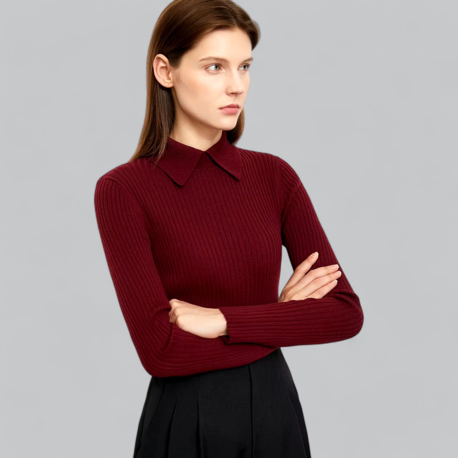 Valenti | Classy Long Sleeve Polo Sweater Merino Wool Pullover