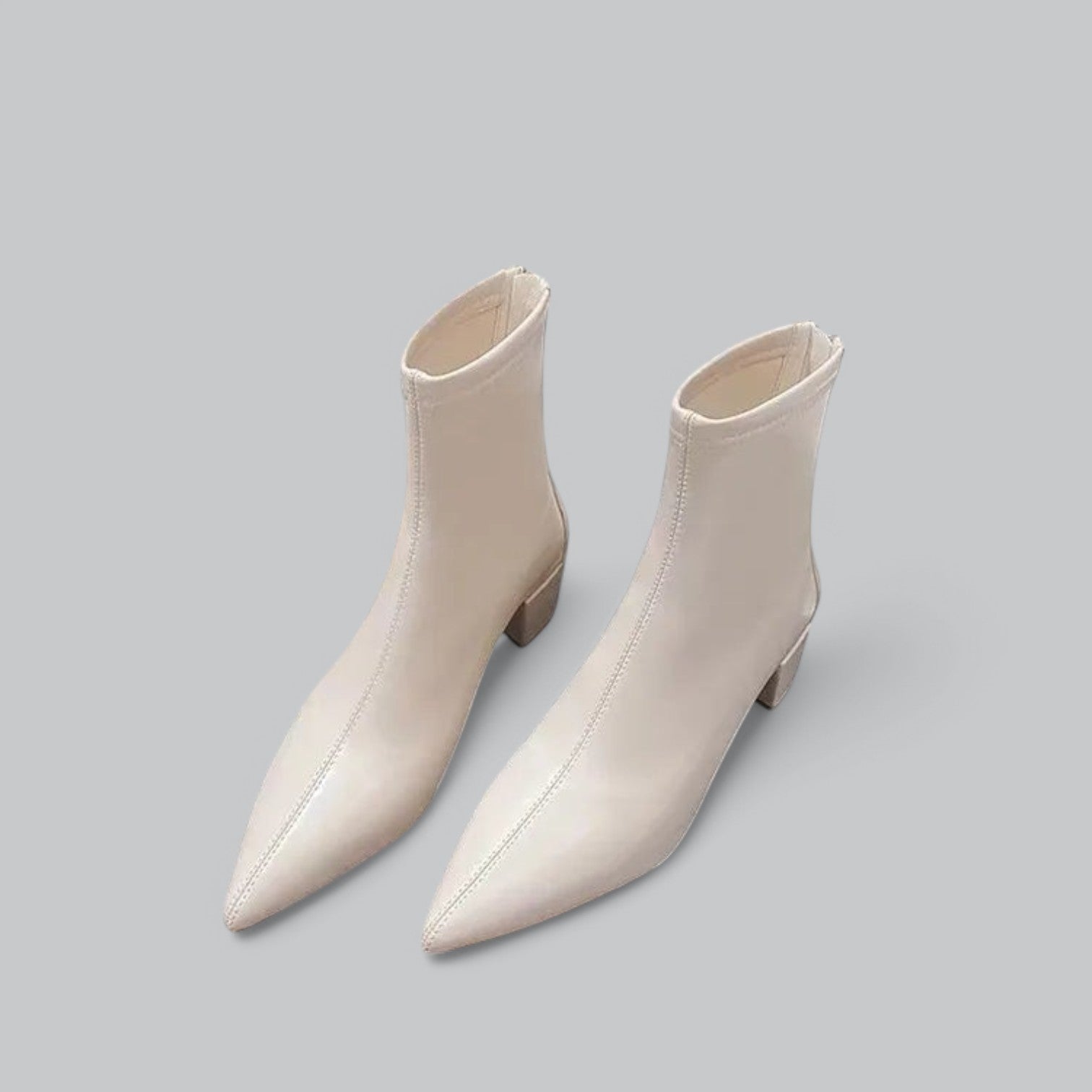 Valenti | Elegant Ankle Boots Block Heel Back Zip-VALENTI