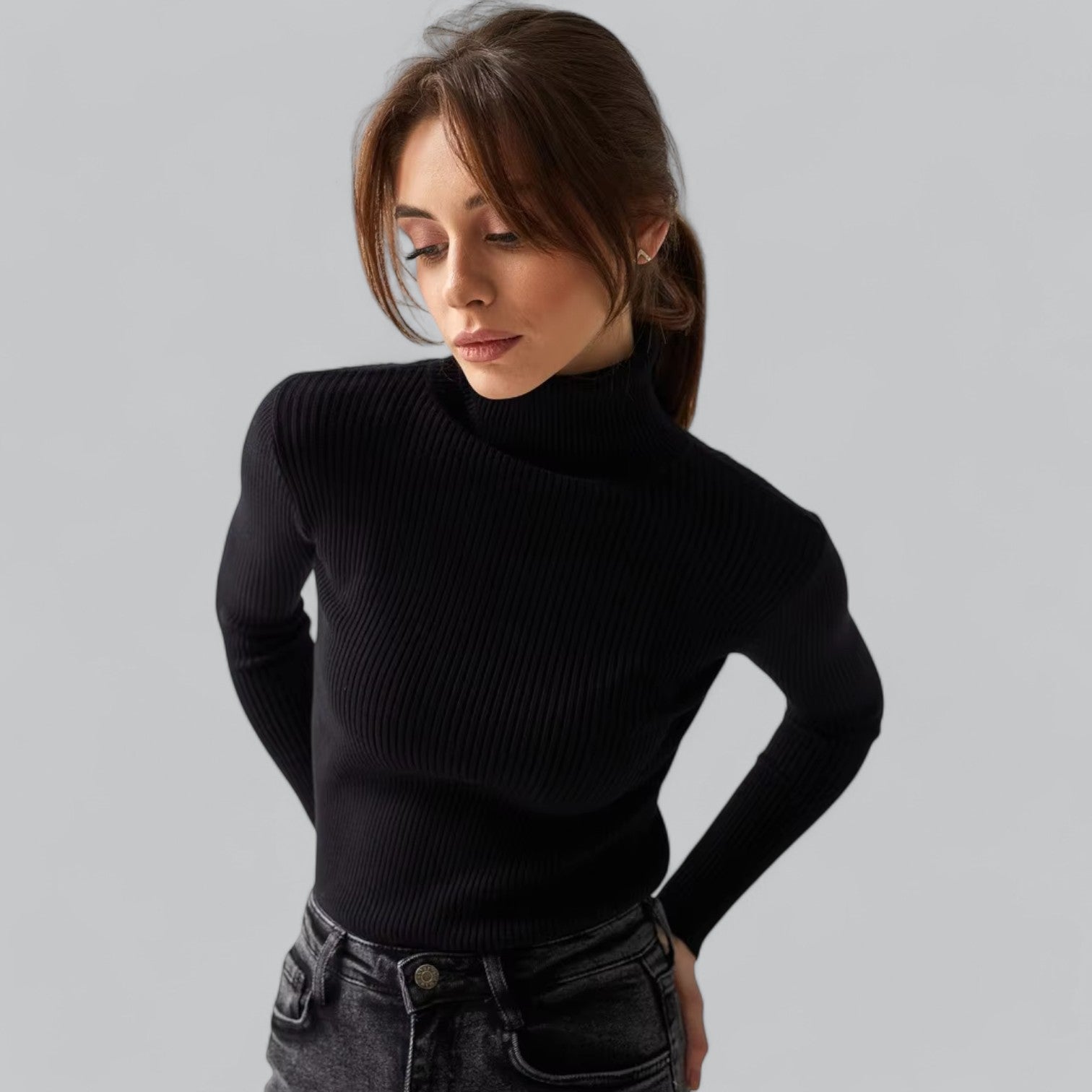 Valenti | Essential Stretchy Mock Turtleneck Pullover Soft Sweater