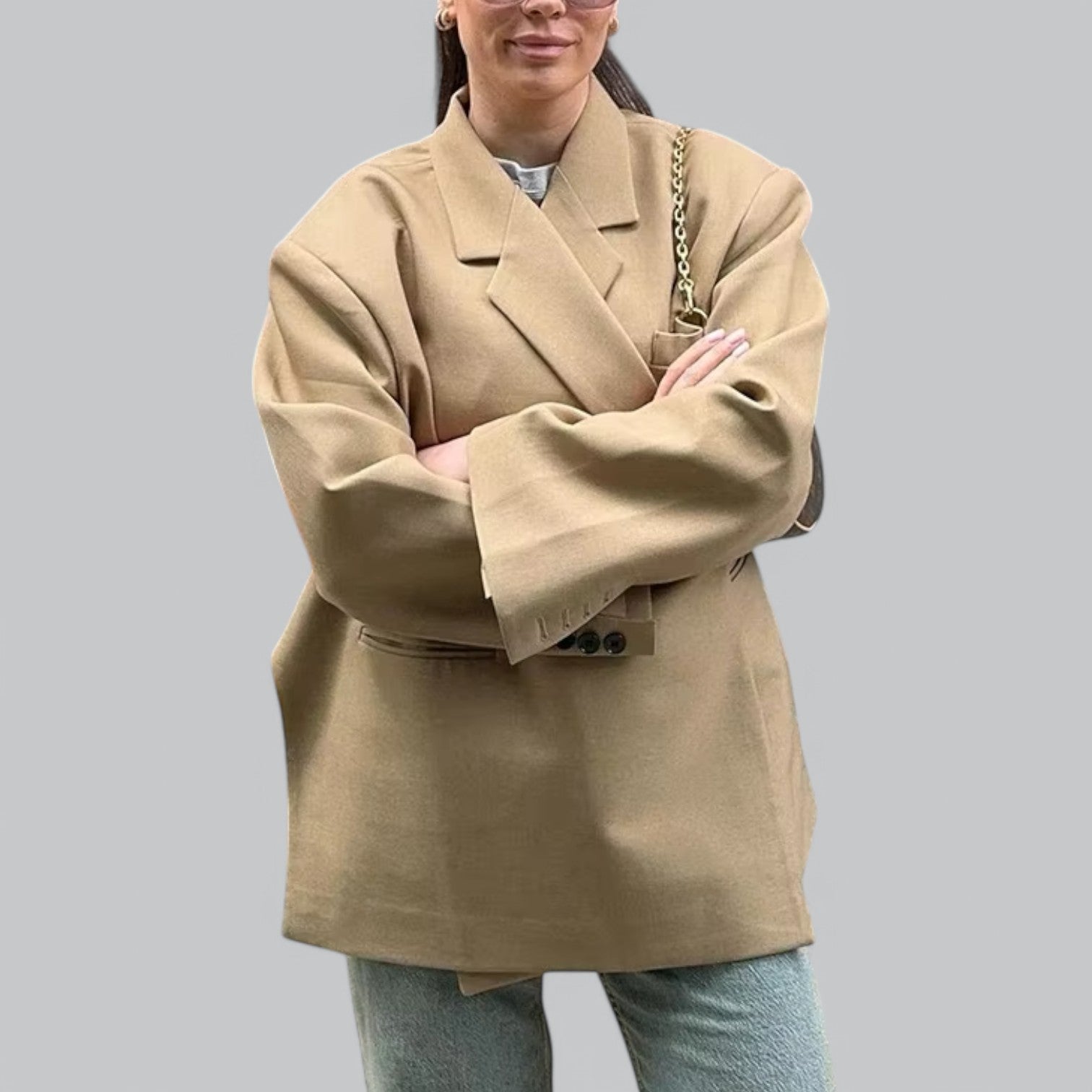 Valenti | Elegant Office Blazer - Over Coat with Shoulder Pads