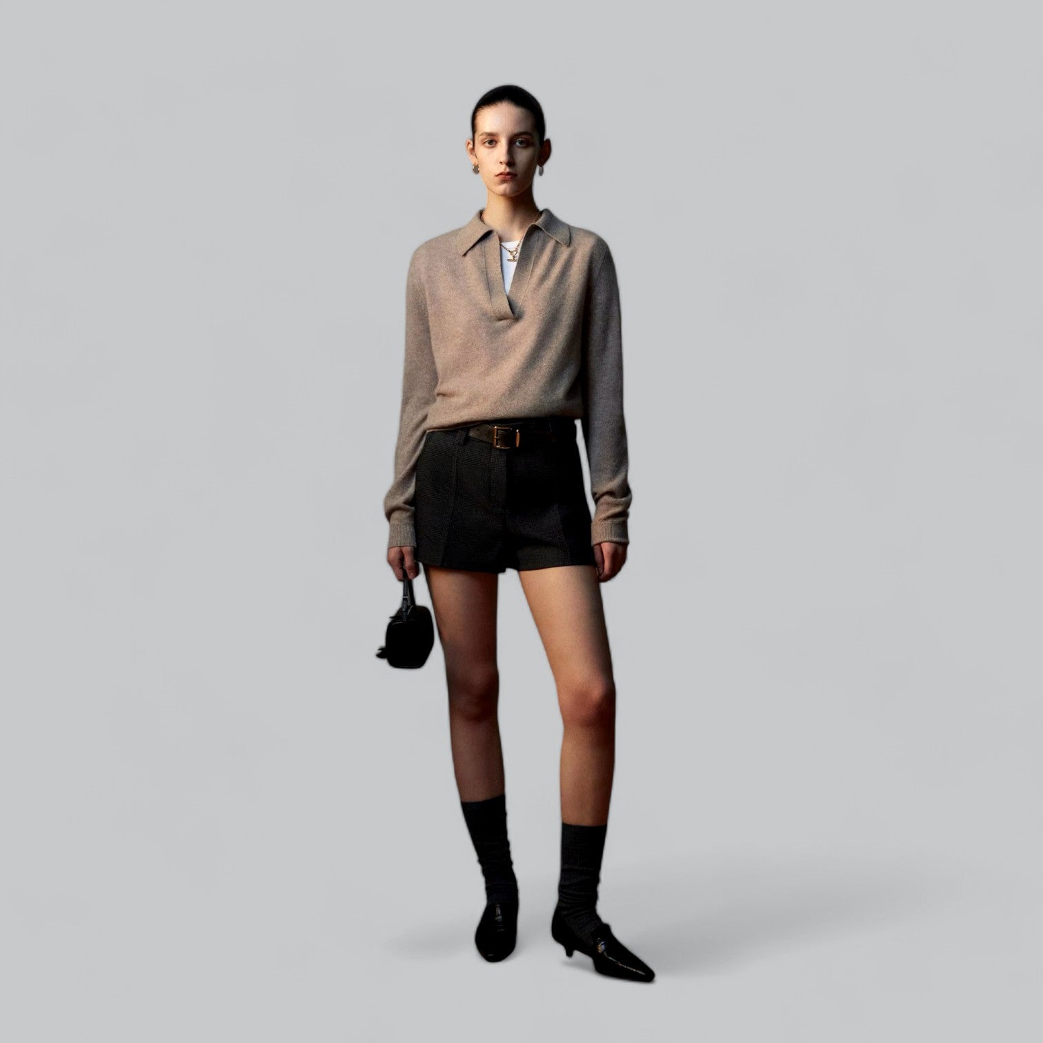 Valenti | Classy Cashmere Long Sleeve Polo V-Neck Sweater