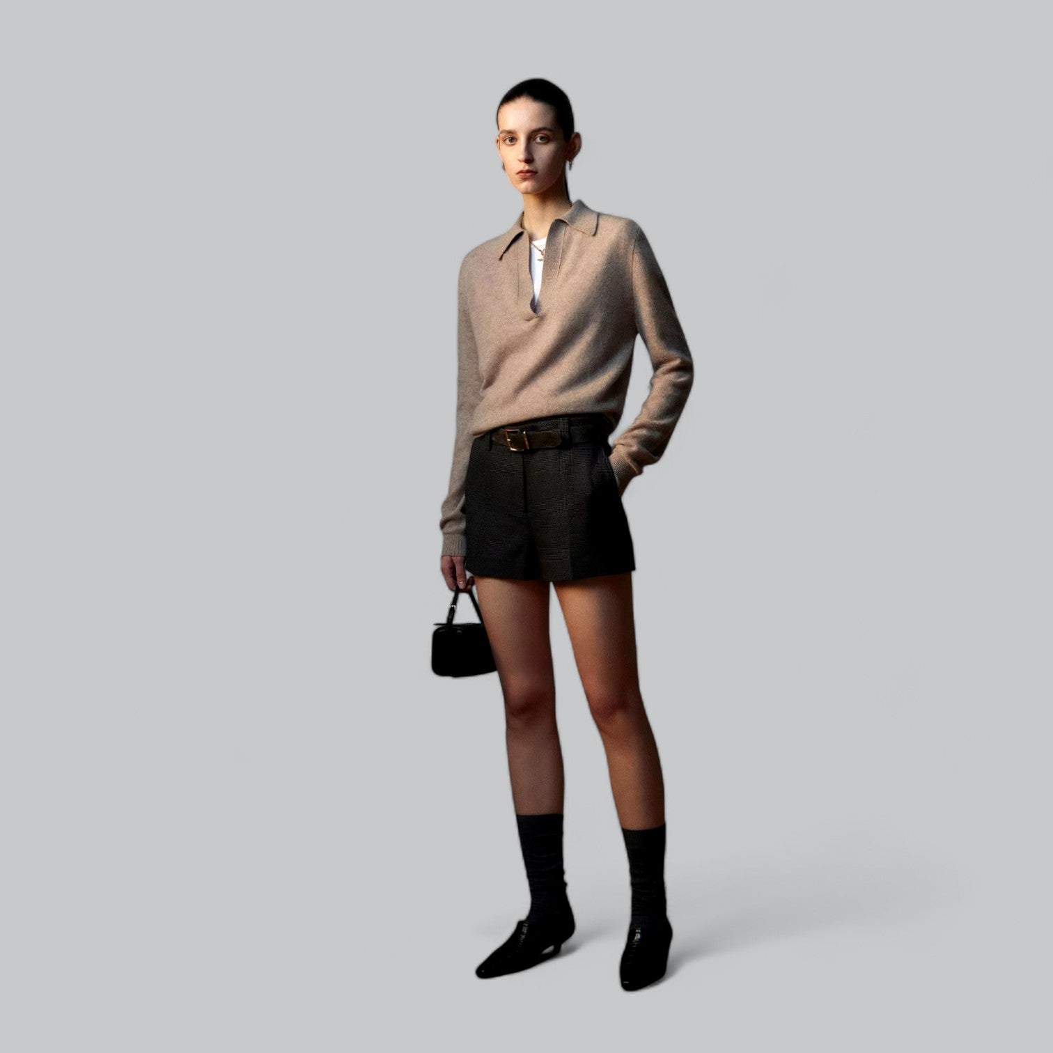 Valenti | Classy Cashmere Long Sleeve Polo V-Neck Sweater