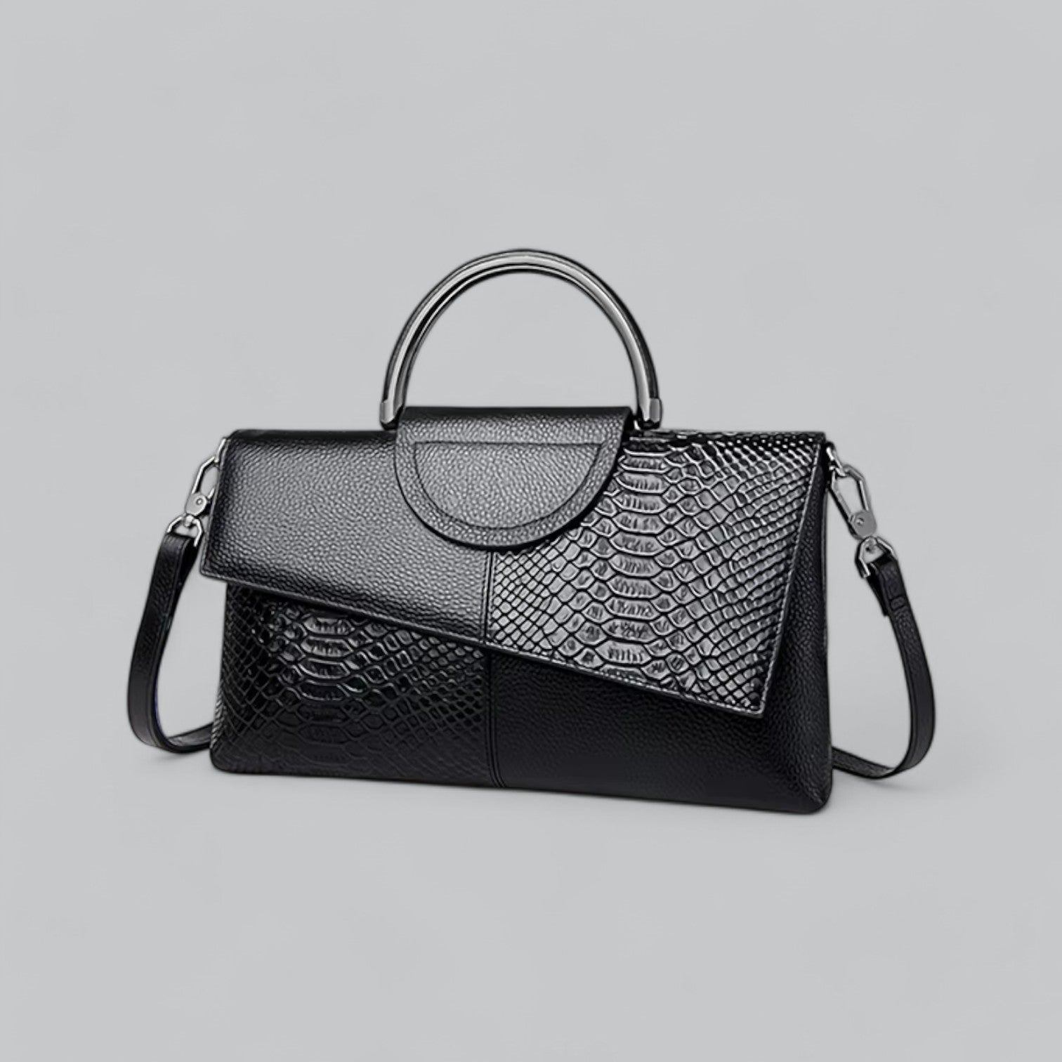 Valenti | Vegan Croc Leather Shoulder Strap Handbag
