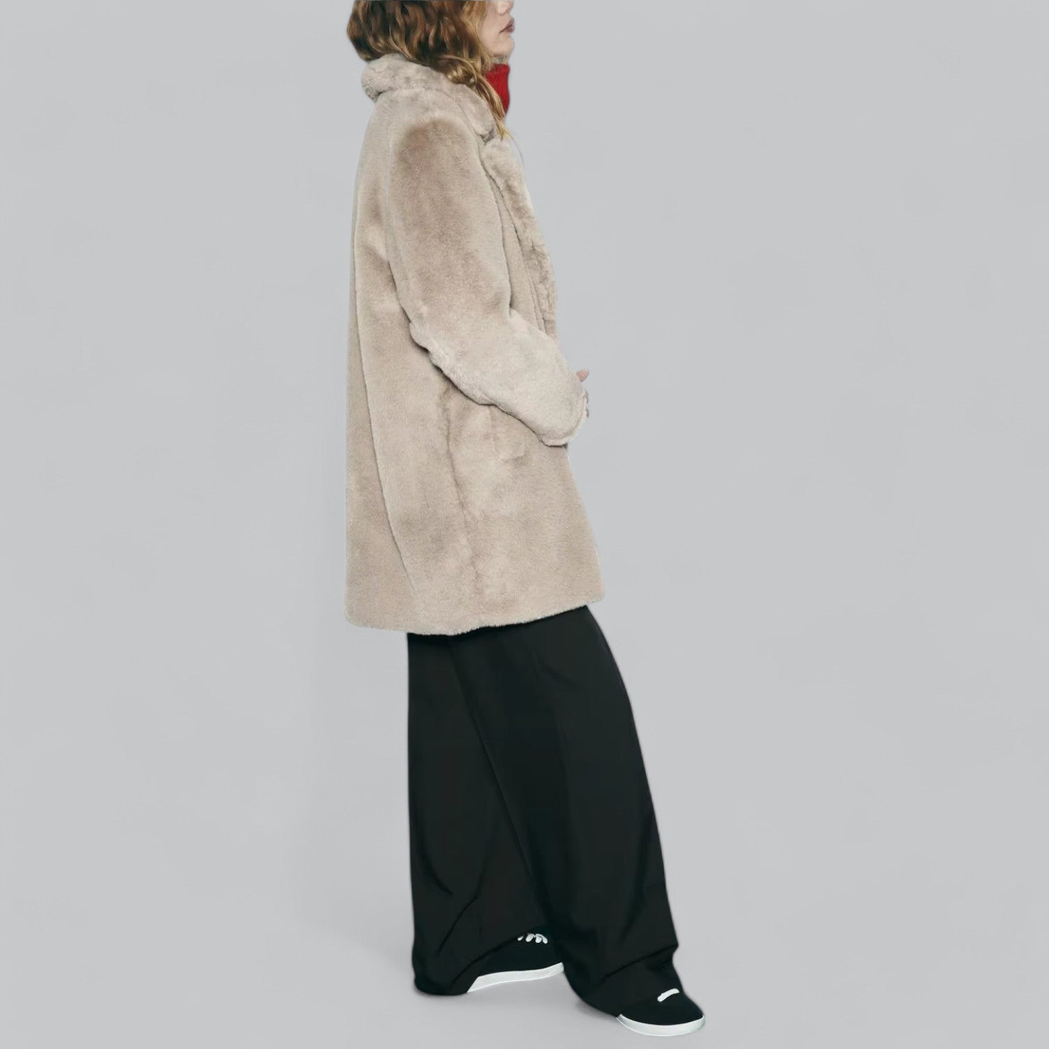 Valenti | Classy Buttoned Faux Fur Long Coat