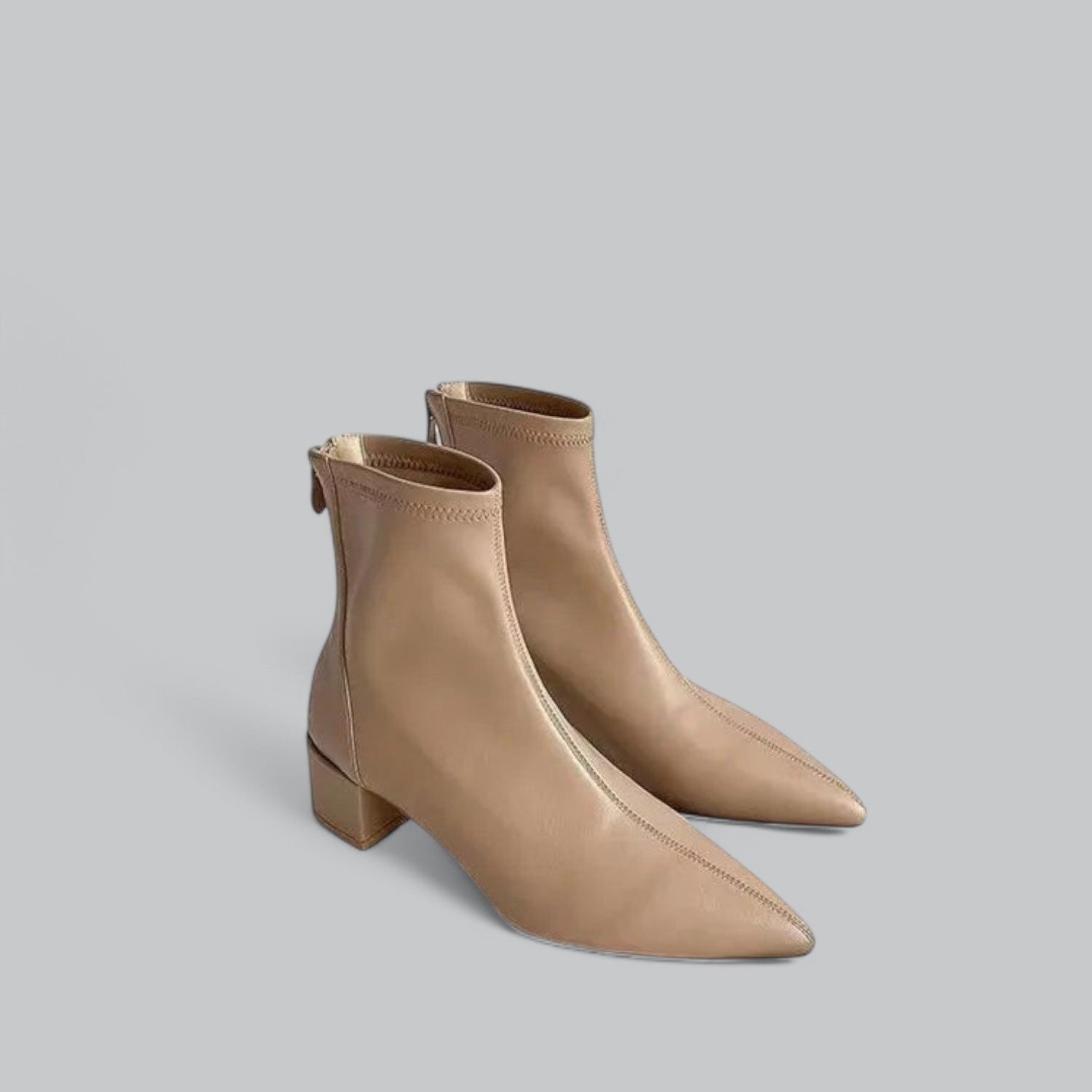 Valenti | Elegant Ankle Boots Block Heel Back Zip-VALENTI