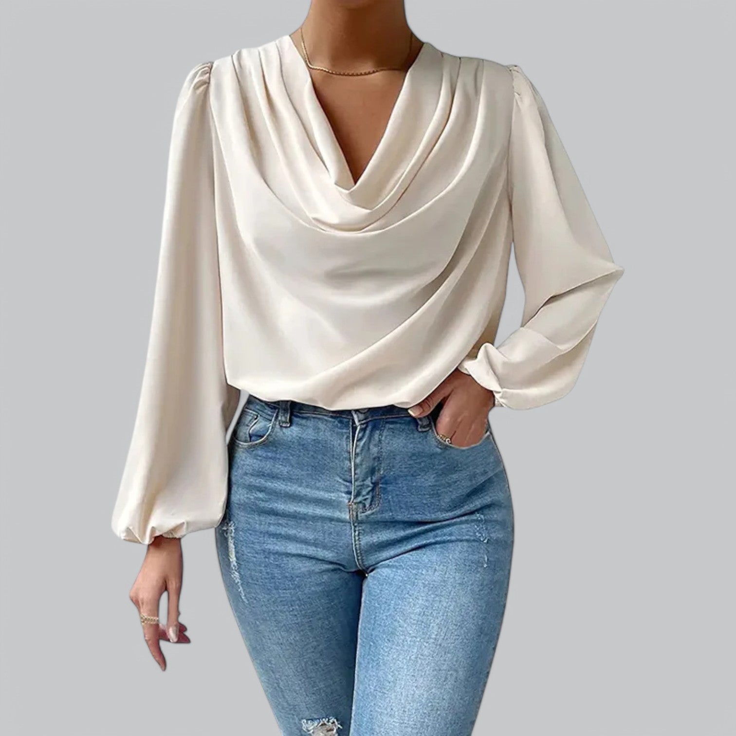 Valenti | Plunge Chiffon Blouse - Classy Loose V-Neck Shirt