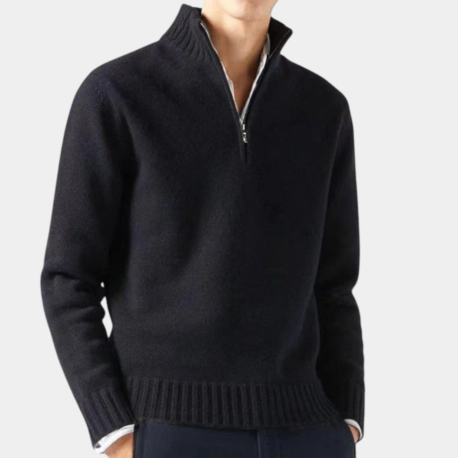 Valenti | Cashmere Quarter Zip Sweater - Classic Mock Pullover