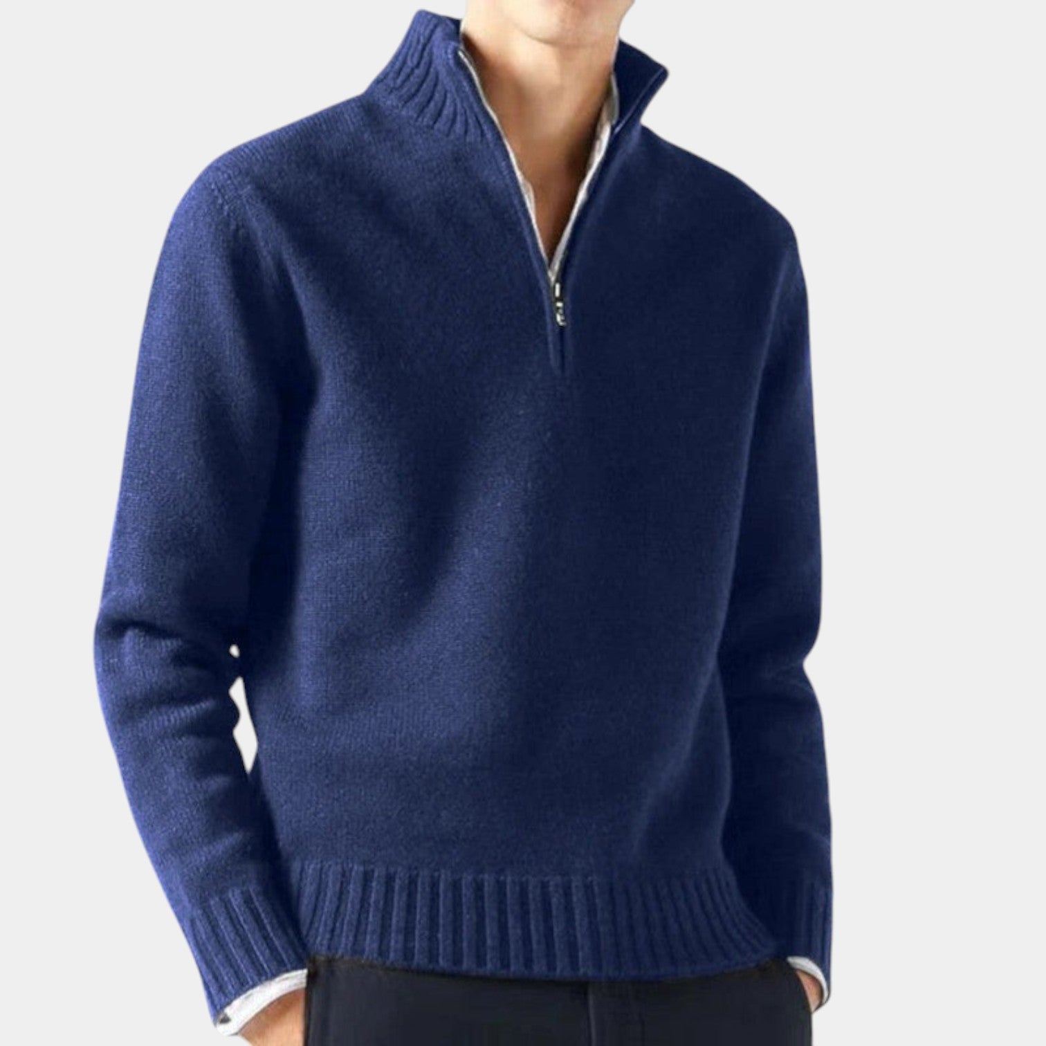 Valenti | Cashmere Quarter Zip Sweater - Classic Mock Pullover