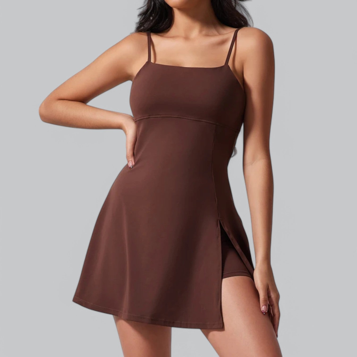 Valenti | Backless Yoga Mini Dress - Sport Skirt with Under Pants
