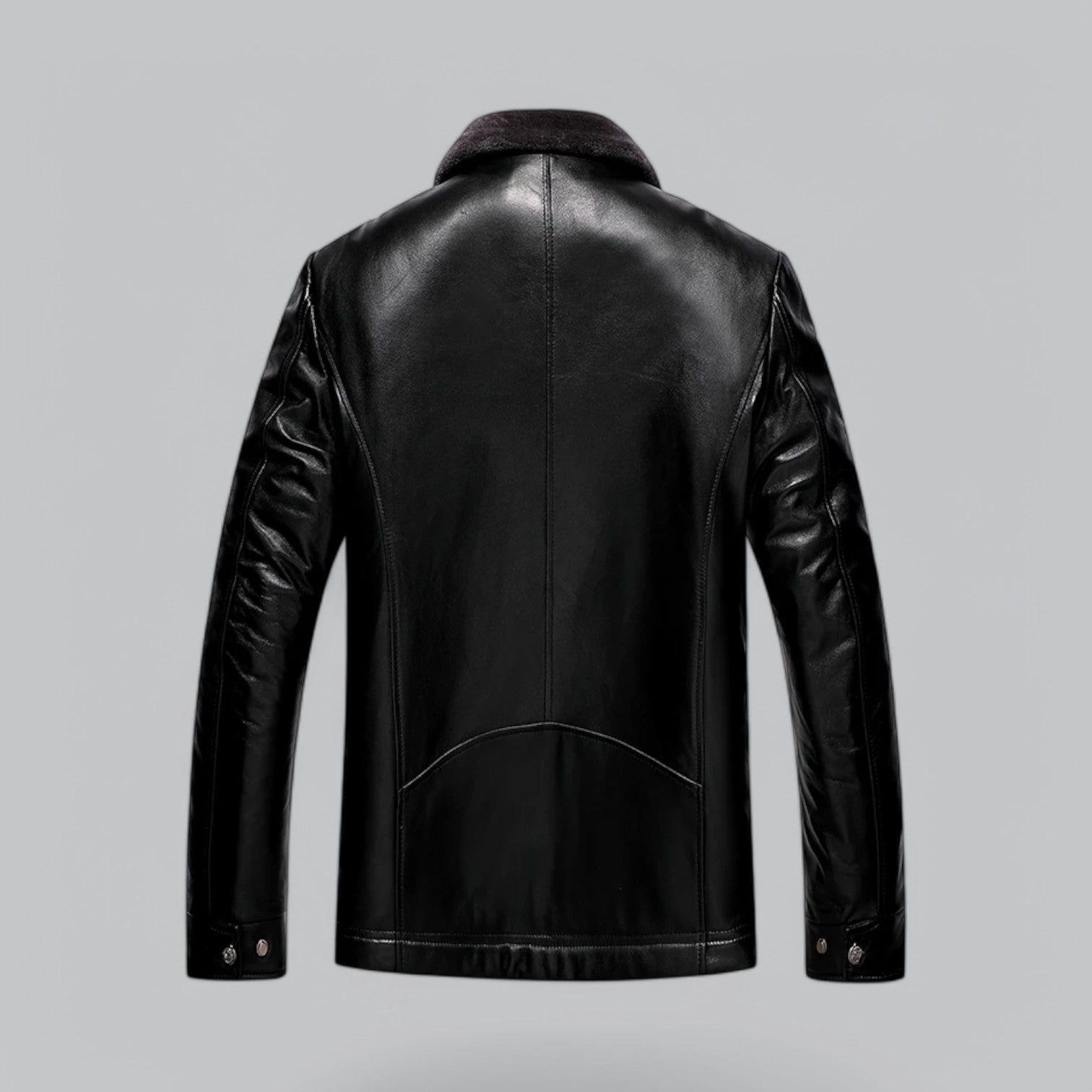 Valenti | Leather Biker Jacket - Fleece Coat with Fur Collar