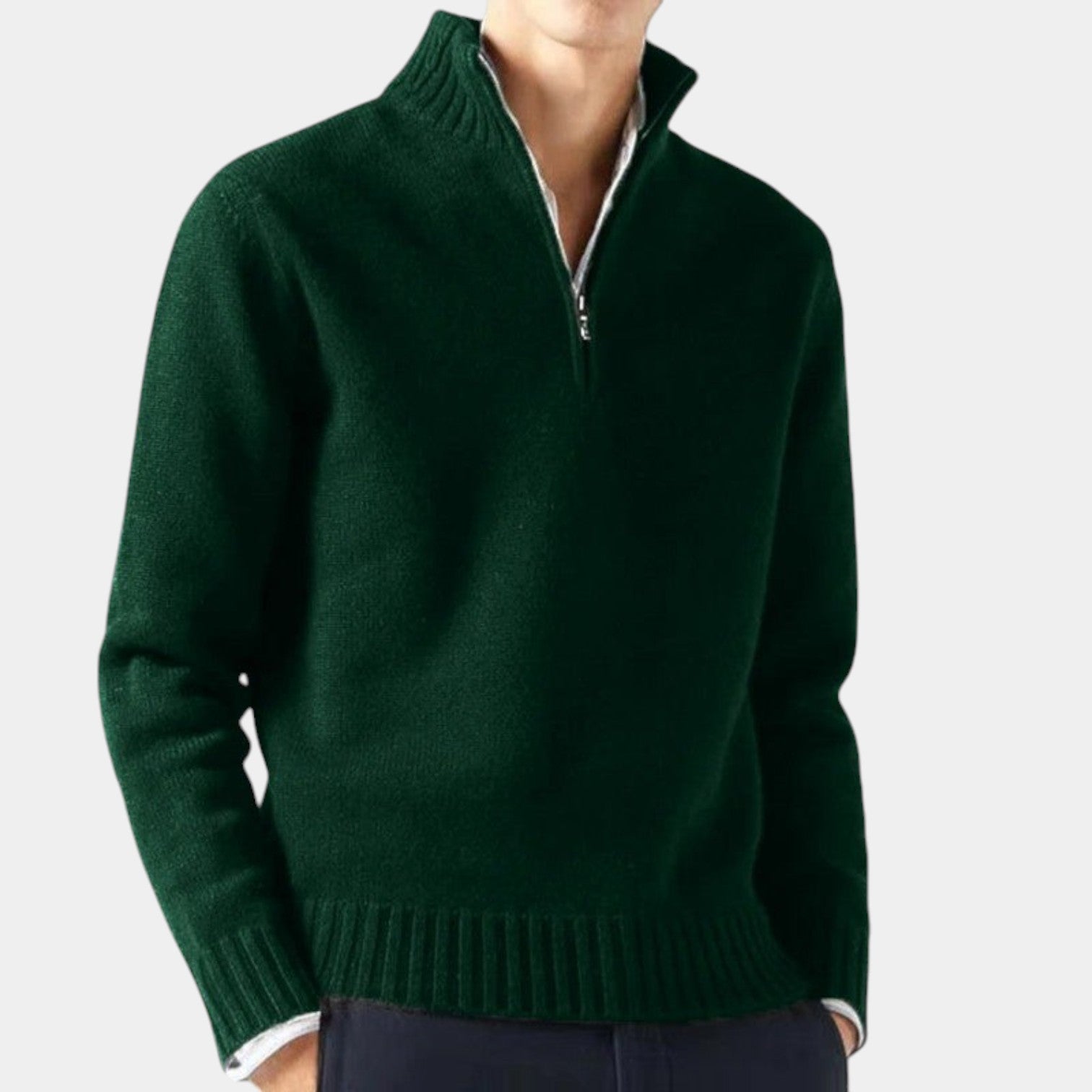 Valenti | Cashmere Quarter Zip Sweater - Classic Mock Pullover