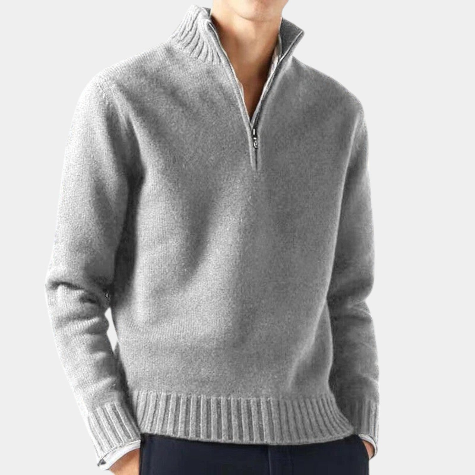 Valenti | Cashmere Quarter Zip Sweater - Classic Mock Pullover