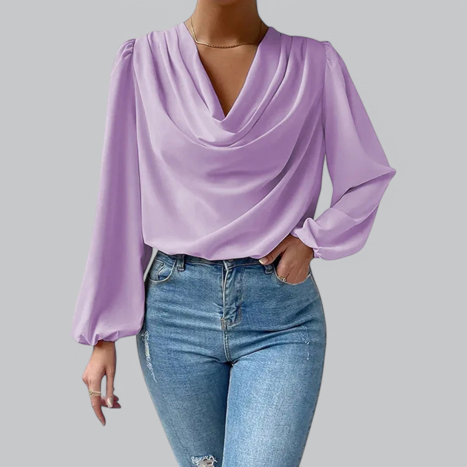Valenti | Plunge Chiffon Blouse - Classy Loose V-Neck Shirt