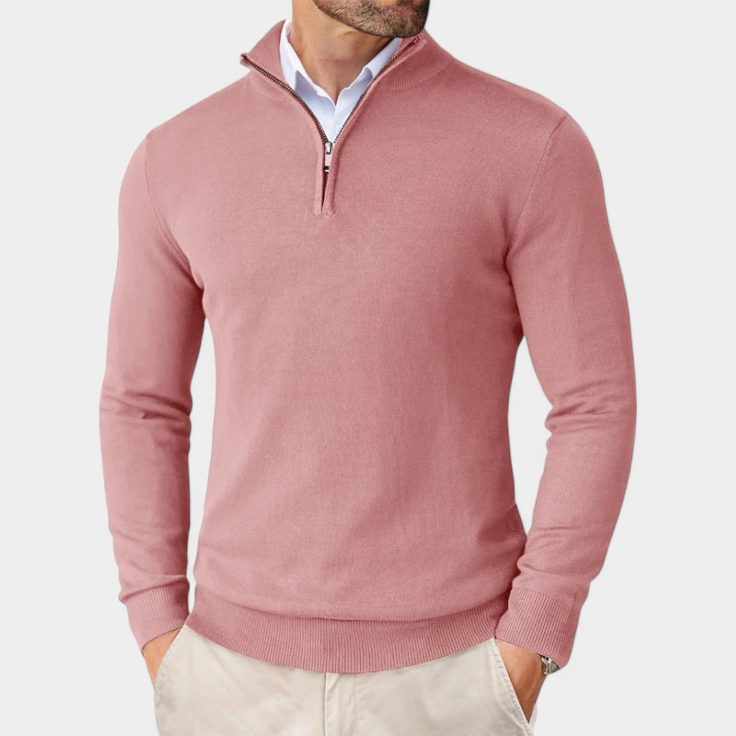 Valenti | Slim Fit Quarter Zip Sweater - Mock Neck Knitted Pullover