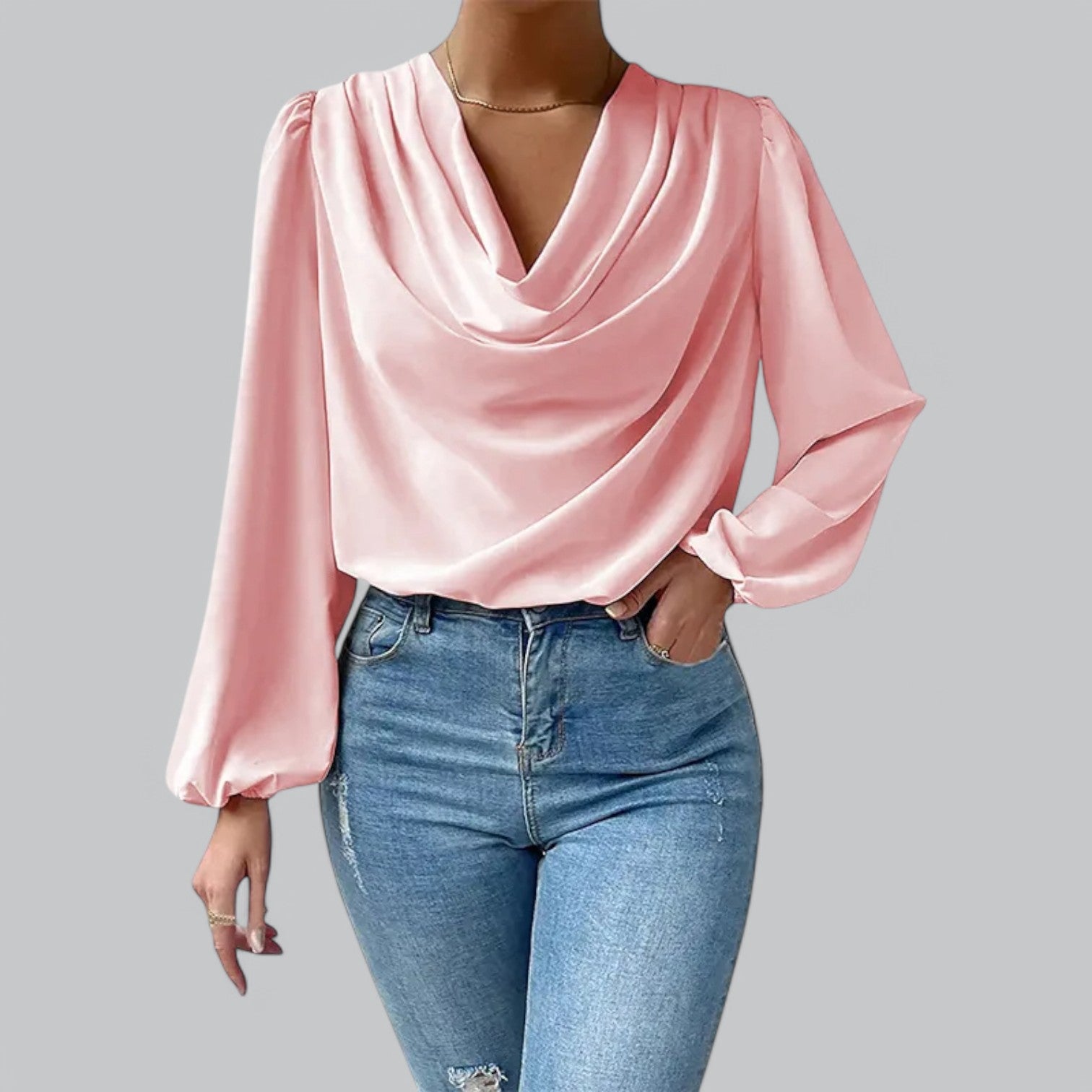 Valenti | Plunge Chiffon Blouse - Classy Loose V-Neck Shirt