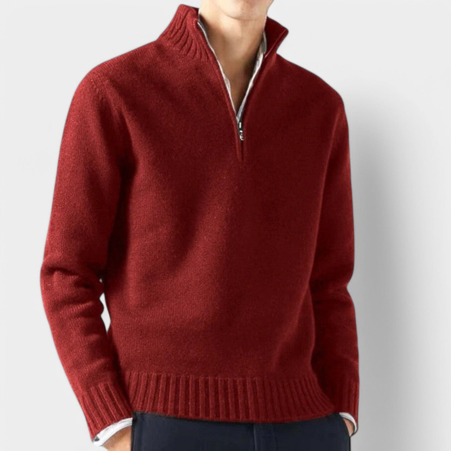 Valenti | Cashmere Quarter Zip Sweater - Classic Mock Pullover
