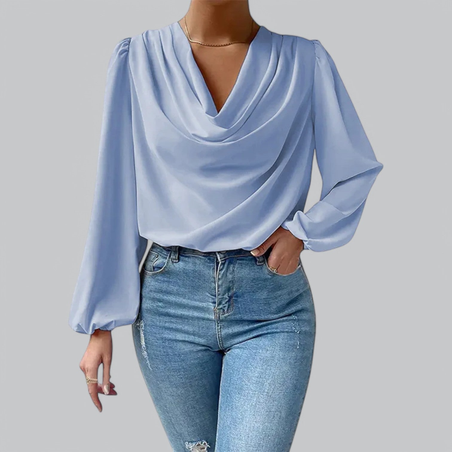 Valenti | Plunge Chiffon Blouse - Classy Loose V-Neck Shirt
