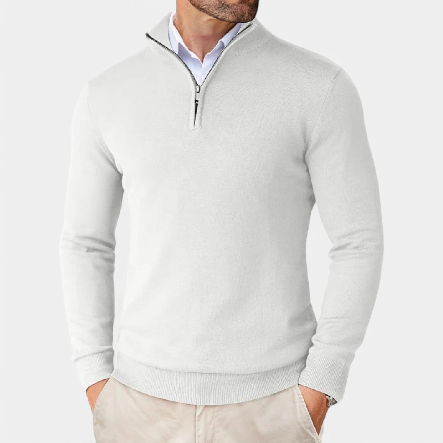 Valenti | Slim Fit Quarter Zip Sweater - Mock Neck Knitted Pullover
