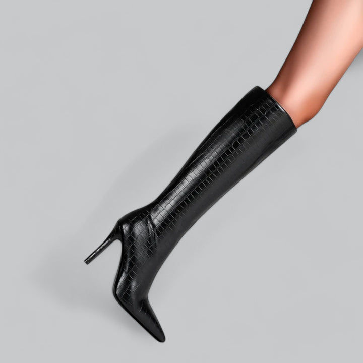 Valenti | Leather Pointed High Heel Long Knee High Boots