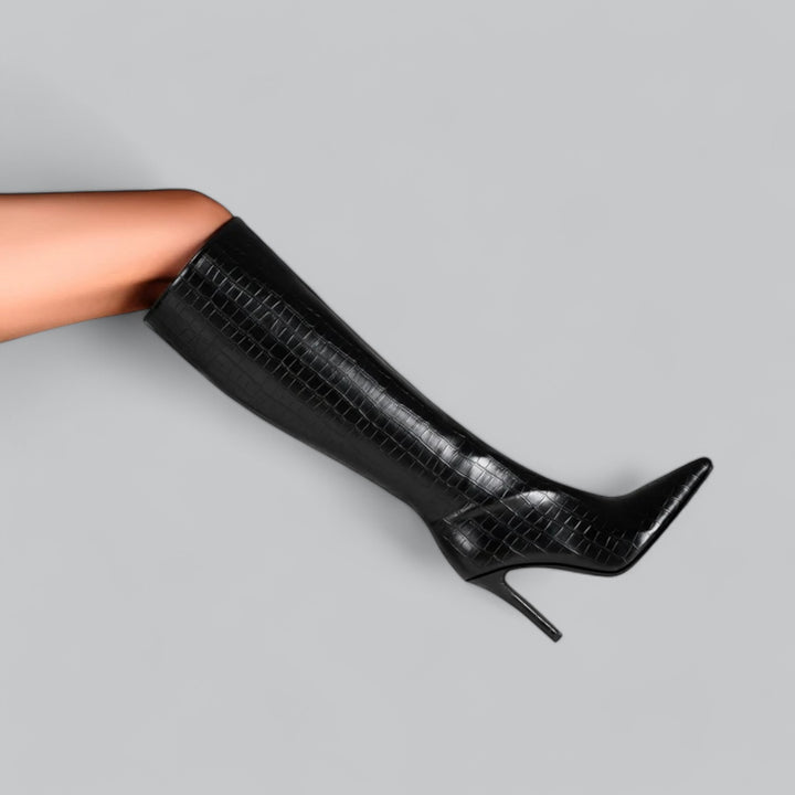 Valenti | Leather Pointed High Heel Long Knee High Boots