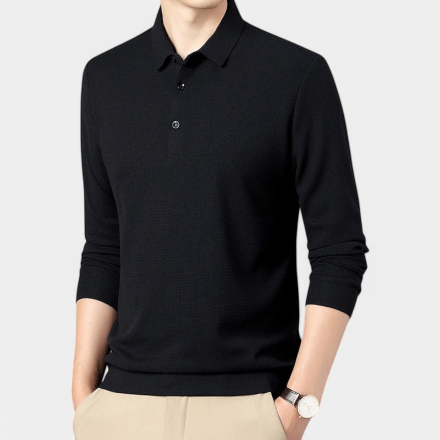 Valenti | Long Sleeve Button Polo Shirt - Lightweight Pullover