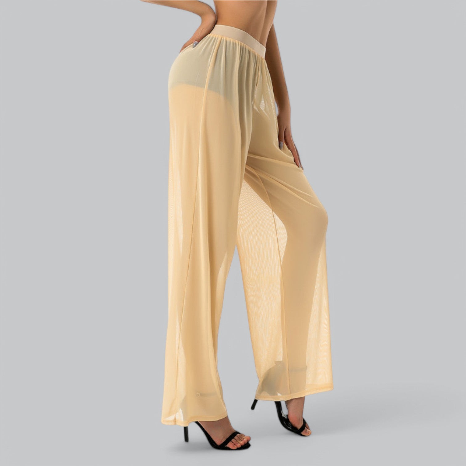Valenti | Mesh See Through Loose Pants - Stretch Wide Leg