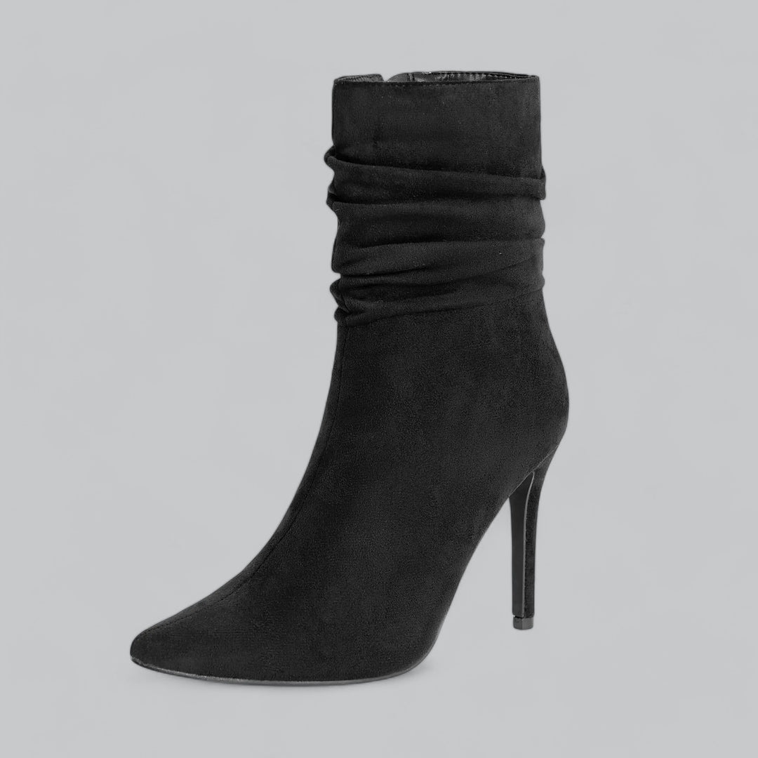 Valenti | Elegant Pointed Ankle Boots High Heels Velvet Suede