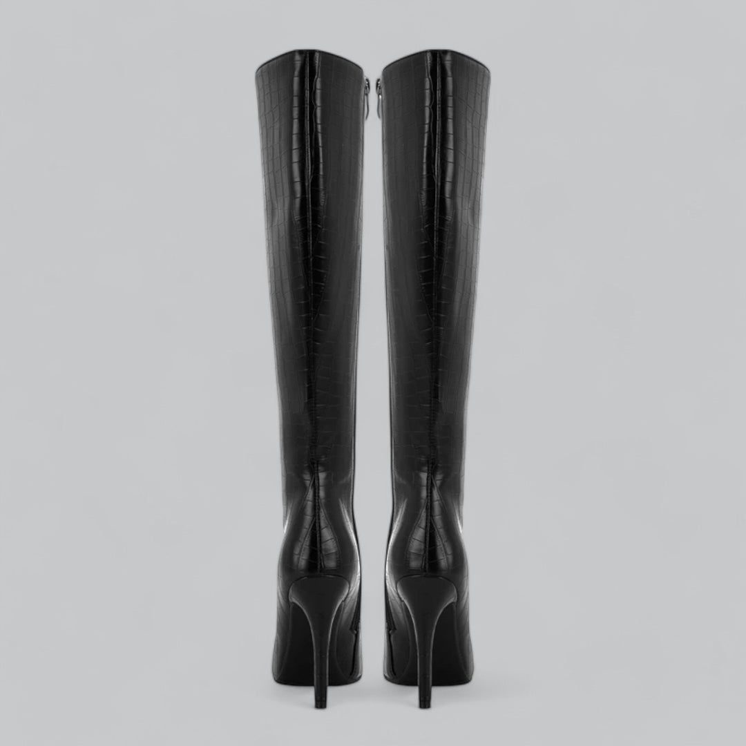 Valenti | Leather Pointed High Heel Long Knee High Boots