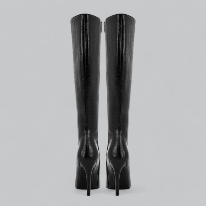 Valenti | Leather Pointed High Heel Long Knee High Boots