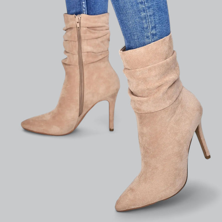 Valenti | Elegant Pointed Ankle Boots High Heels Velvet Suede