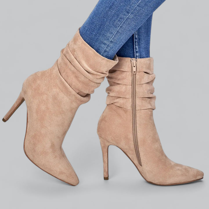 Valenti | Elegant Pointed Ankle Boots High Heels Velvet Suede