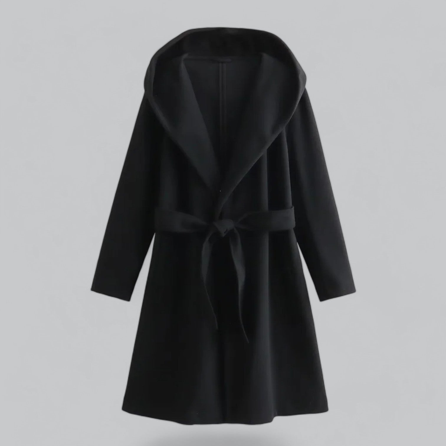 Valenti | Classy Hooded Long Trench Coat with Belt-VALENTI