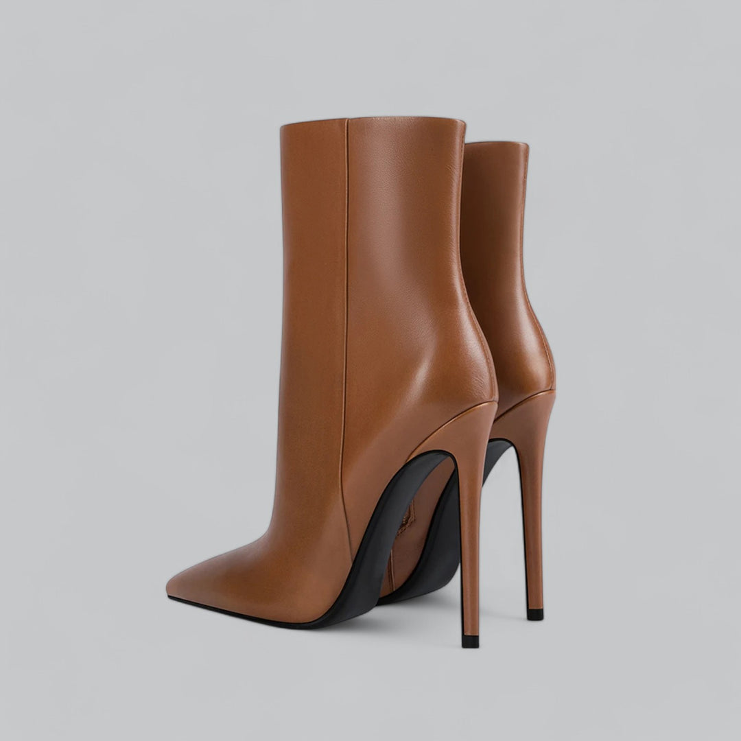 Valenti | Faux Leather Pointed Slim Heels Ankle Boots