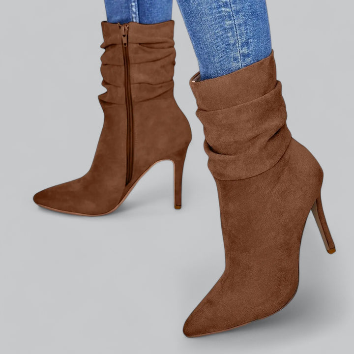 Valenti | Elegant Pointed Ankle Boots High Heels Velvet Suede