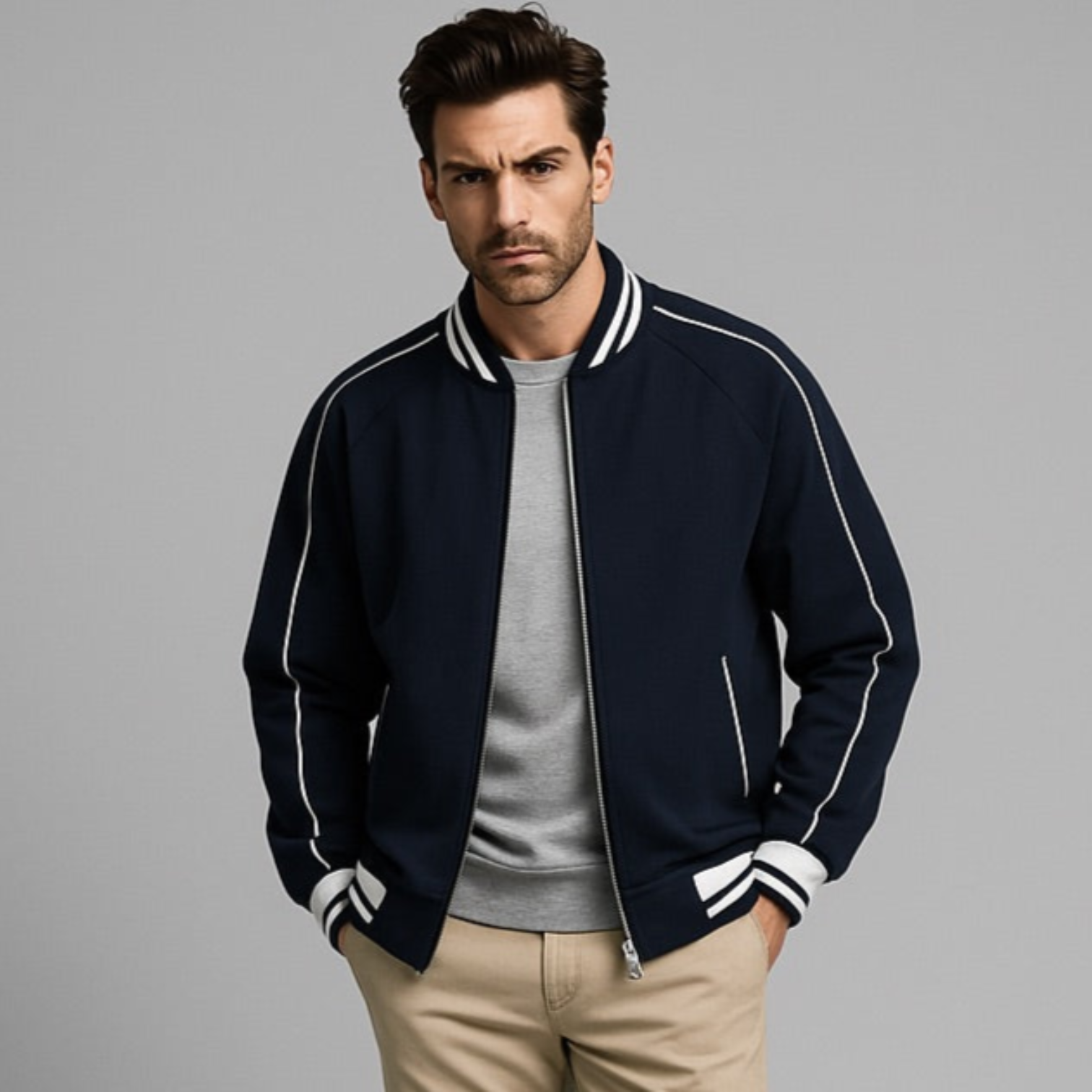 Valenti | Old-Money Baseball Jacket - Loose Fit Cotton Bomber