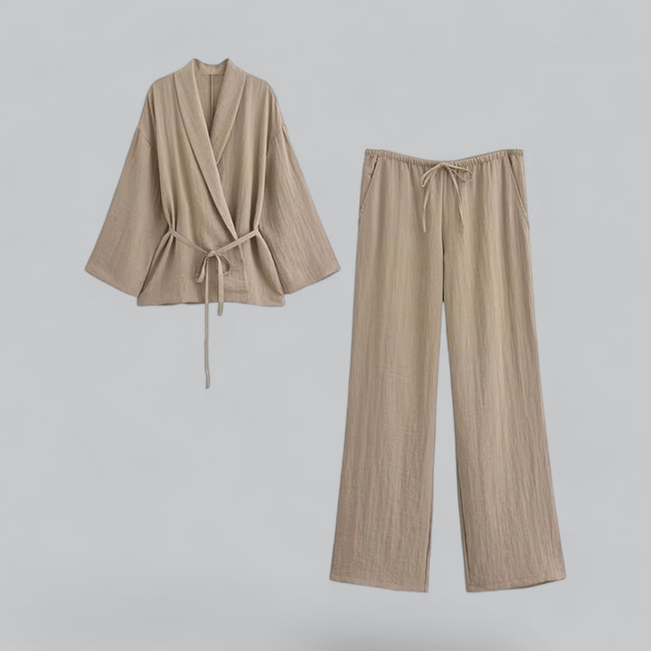 Valenti | Women's Elegant Premium Linen Laced Wide Leg Co-Ord