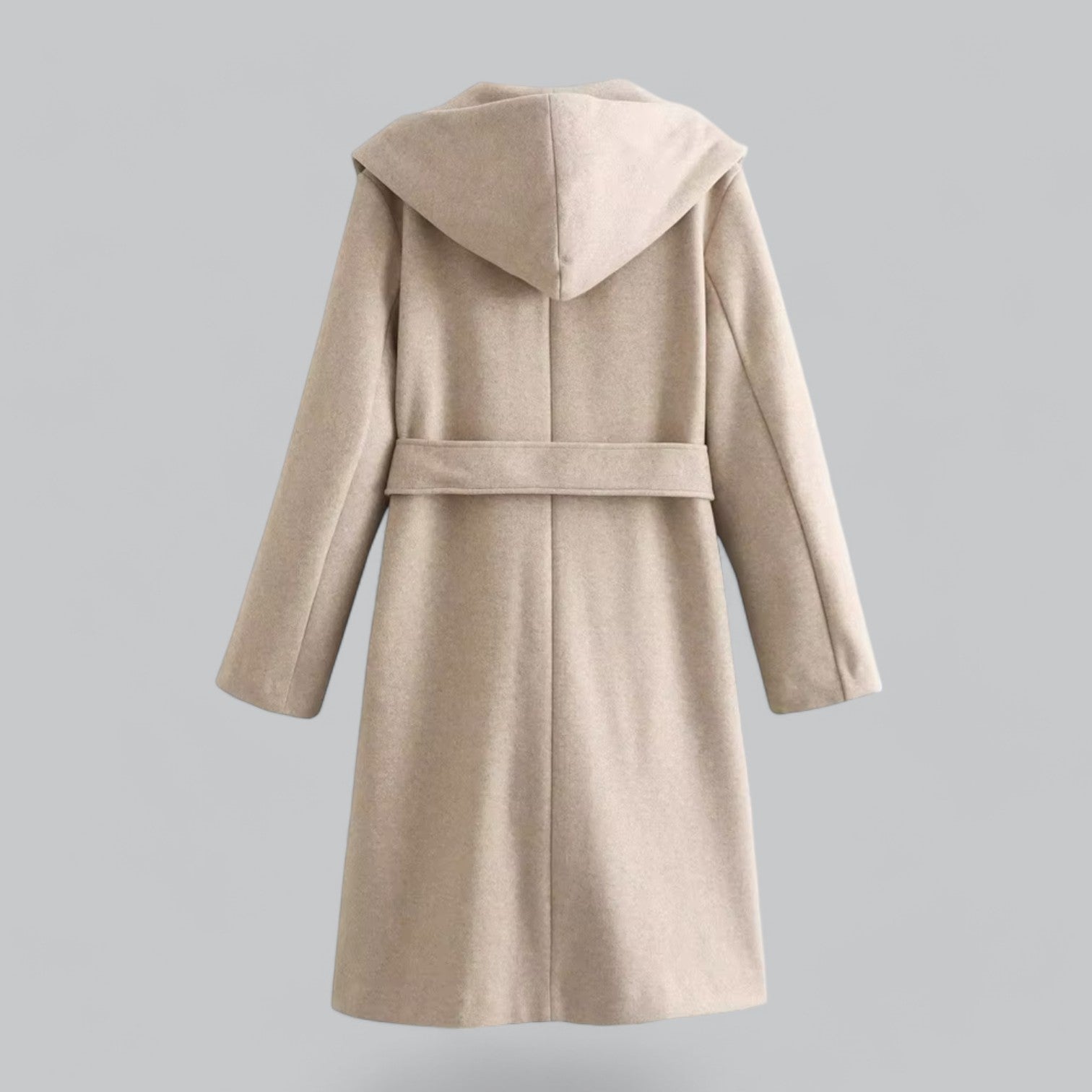 Valenti | Classy Hooded Long Trench Coat with Belt-VALENTI