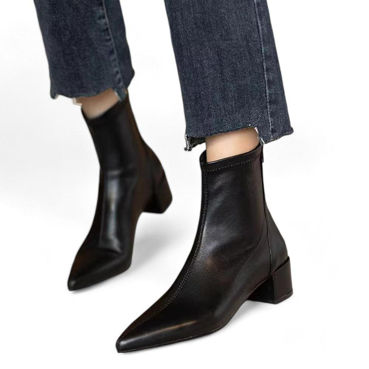 Valenti | Elegant Ankle Boots Block Heel Back Zip