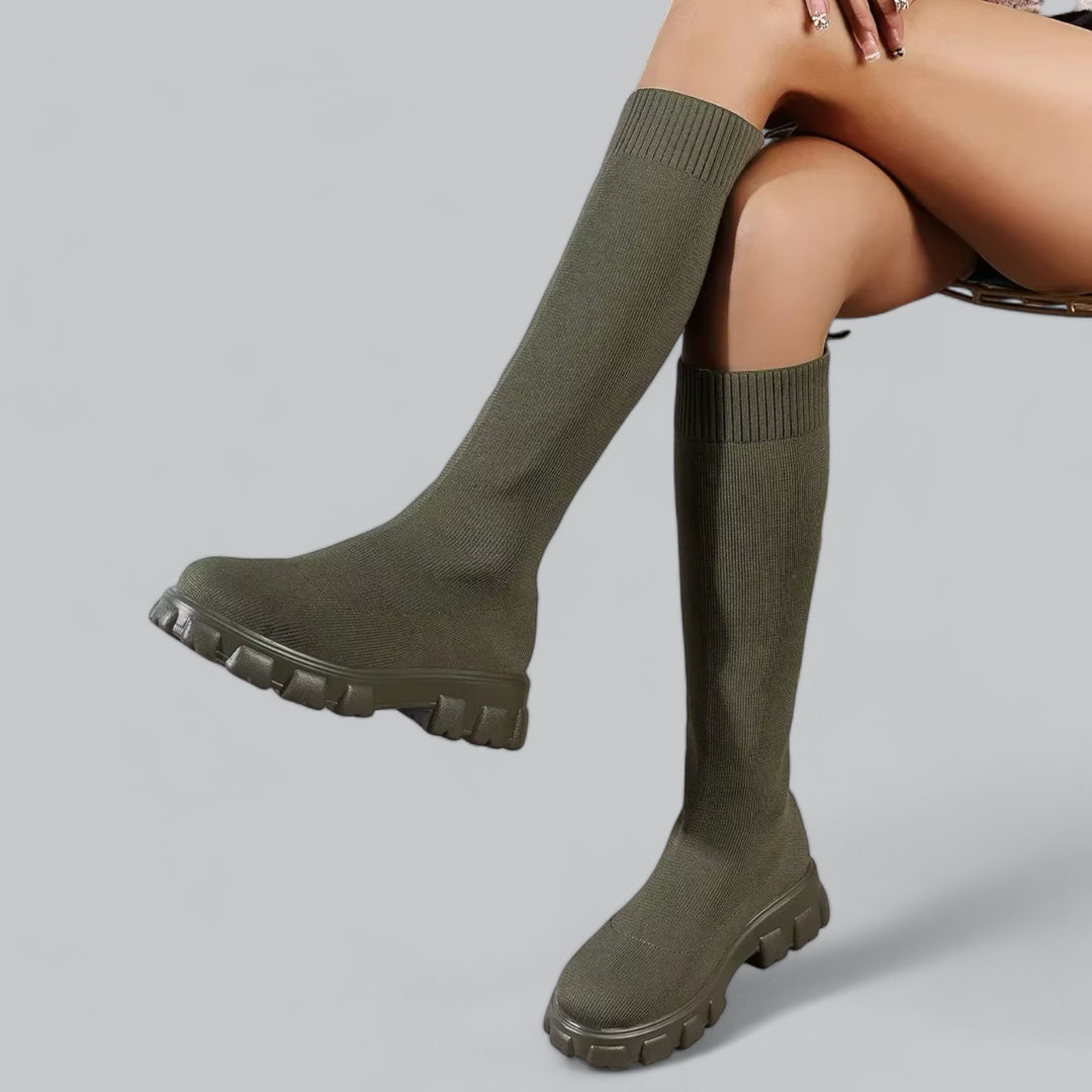 Valenti | Round Toe Soft Stretch Knee High Boots