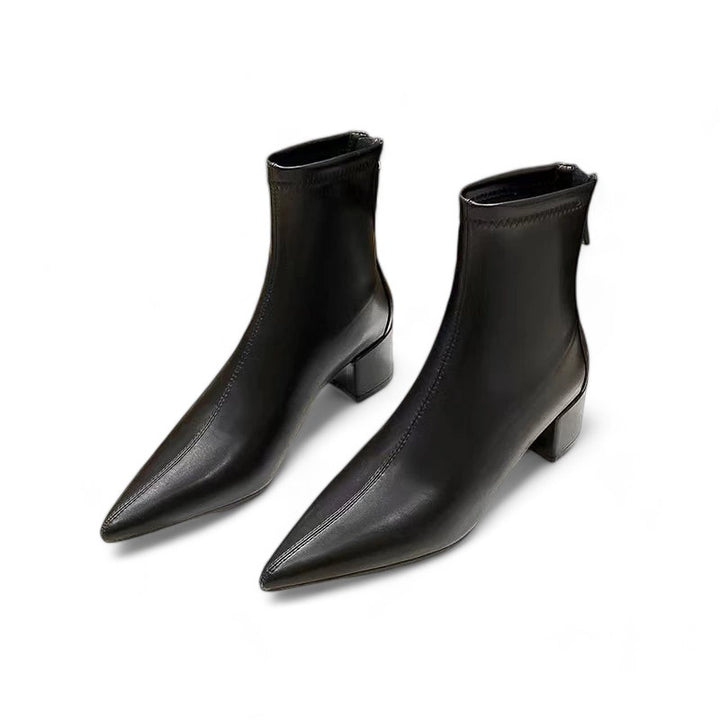 Valenti | Elegant Ankle Boots Block Heel Back Zip