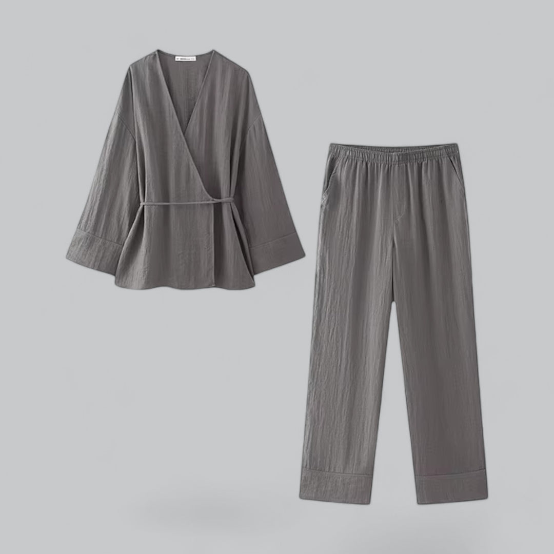 Valenti | Women's Elegant Premium Linen Laced Wide Leg Co-Ord